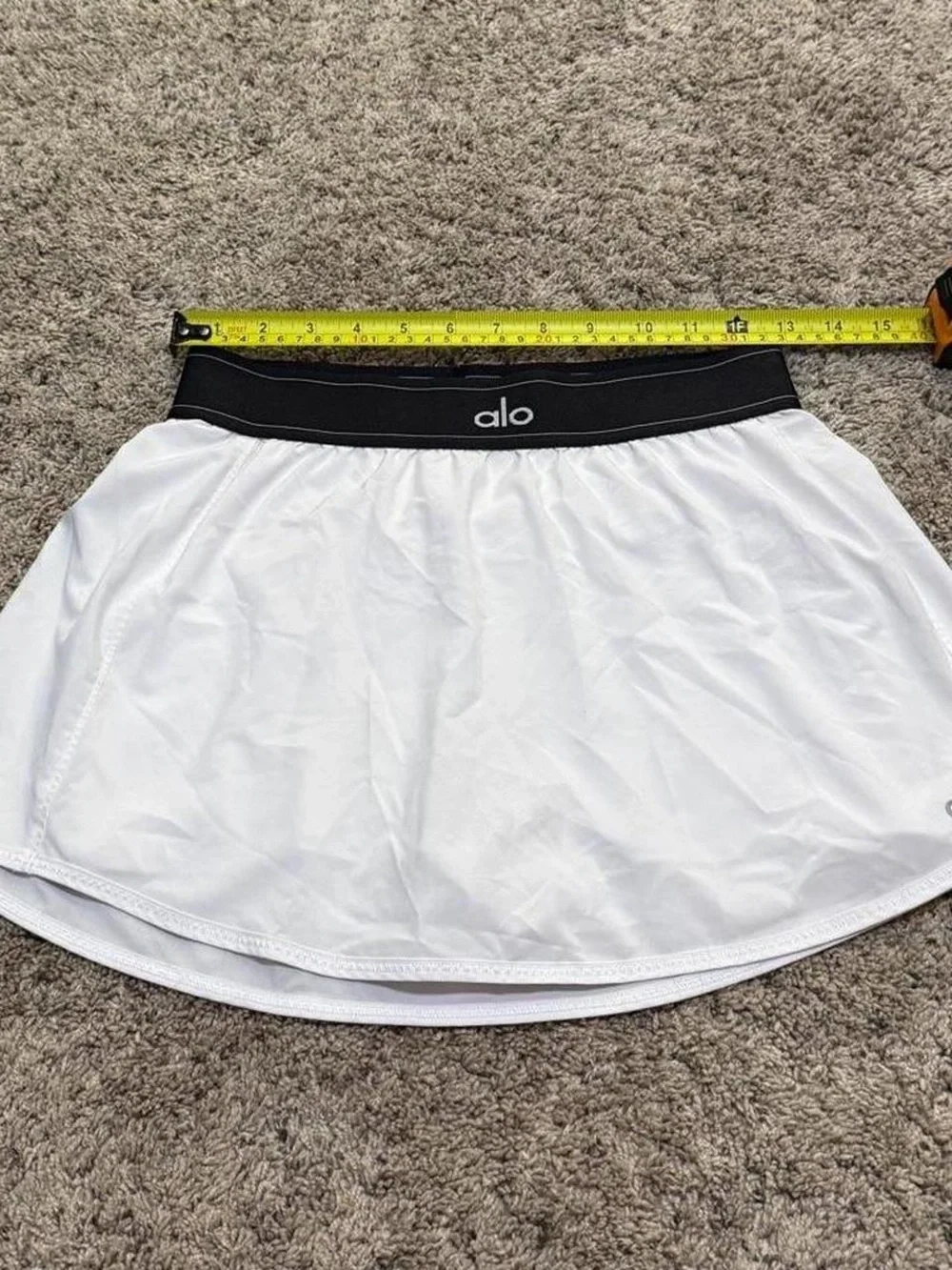 Alo Women's White Skater Skirt with Black Elastic Waistband
